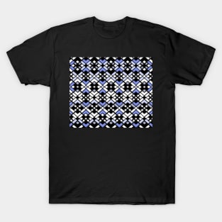 Abstract geometric pattern - blue, black and white. T-Shirt